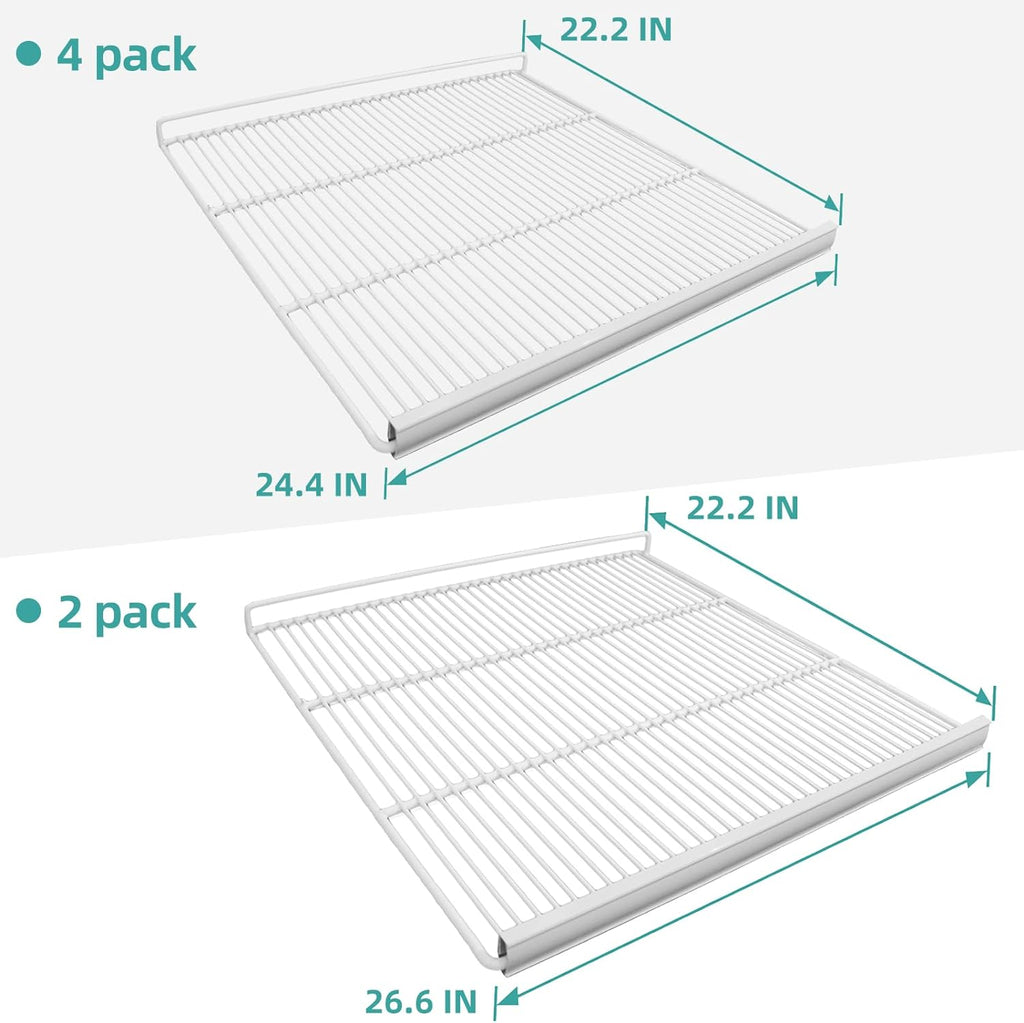 EQCHEN Food Shelves for 82"W Three Door Commercial Refrigerator Freezer 2 Set with 6 Shelf Clips