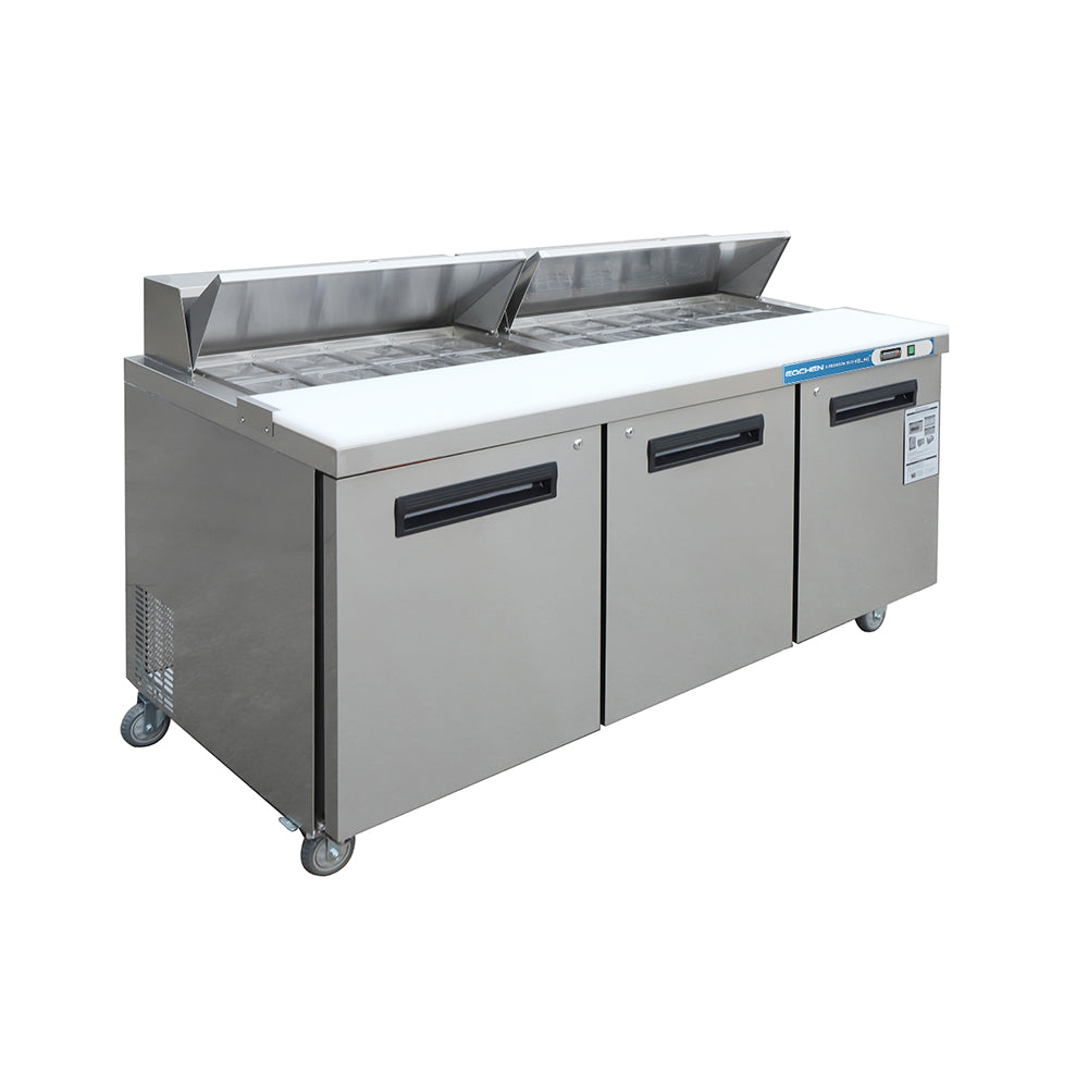 EQCHEN EQSR-72B 72" Commercial Sandwich and Salad Prep Table Refrigerator, Stainless Steel