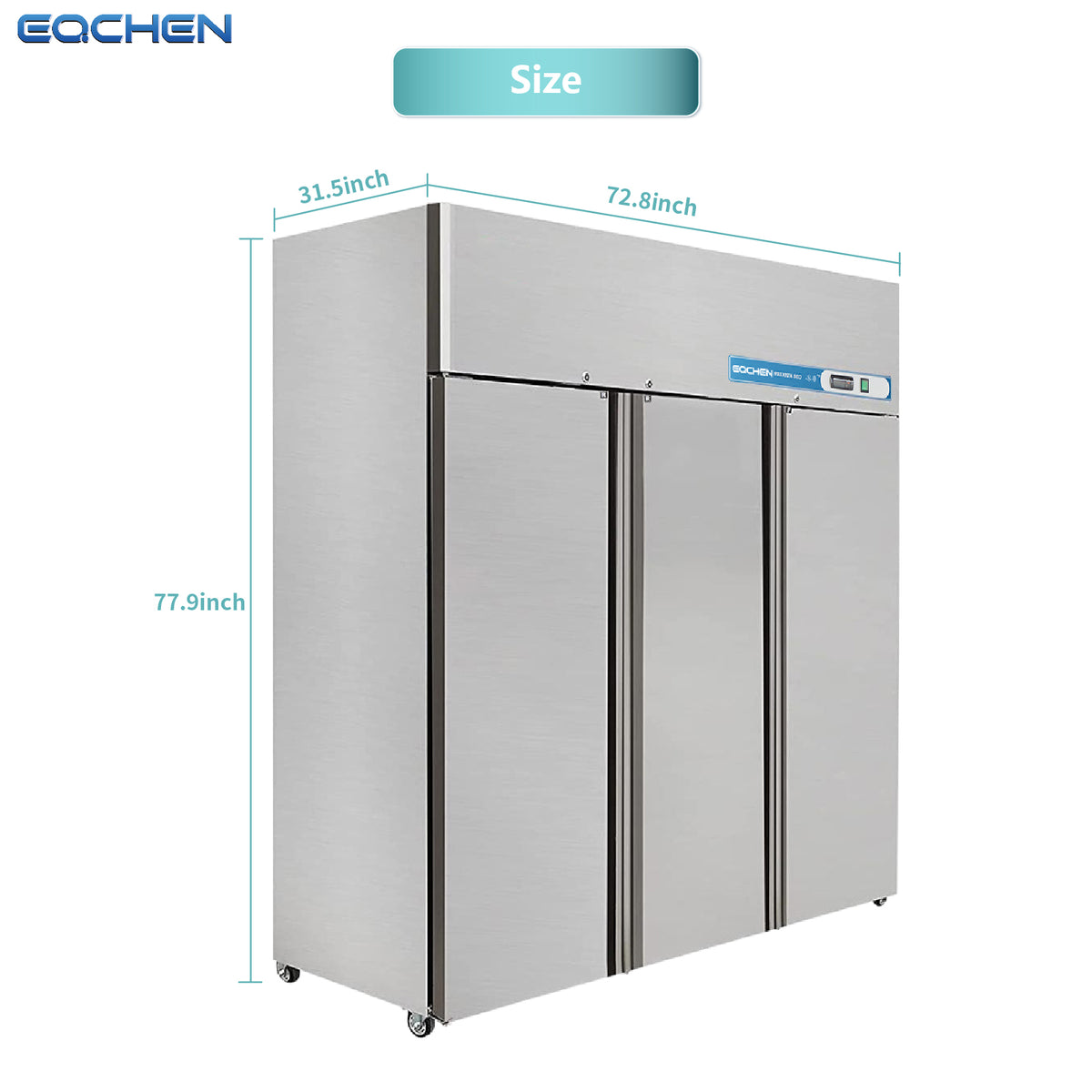 Commercial Reach In Fridge and Freezer Combo, EQCHEN 72" 3 Door Commercial Refrigerator and Freezer Combination - 