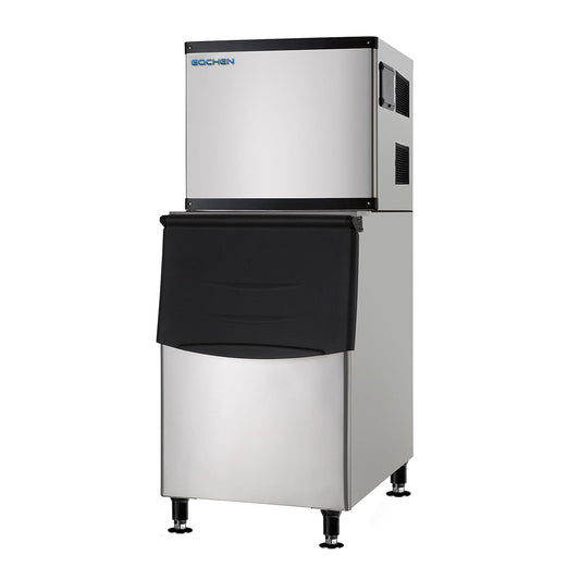 EQCHEN 350 lb Ice Maker Commercial Ice Machine with 230 lb Ice Bin Stainless Steel