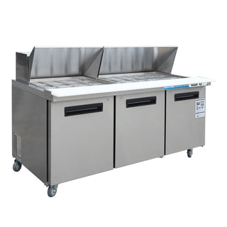EQCHEN 72 Inch Mega Top Sandwich Prep Table Refrigerator Stainless Steel