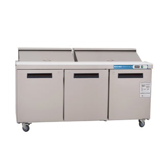 72 inch Salad Sandwich Prep Table Refrigerator, Mega Top, Stainless Steel Food Prep Cooler