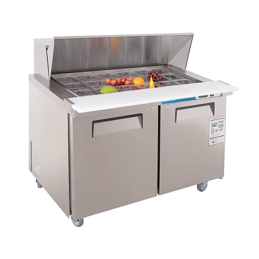 EQCHEN 48 Inch Mega Top Sandwich Prep Table Refrigerator Stainless Steel
