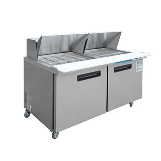 EQCHEN 60 Inch Mega Top Sandwich Prep Table Refrigerator Stainless Steel