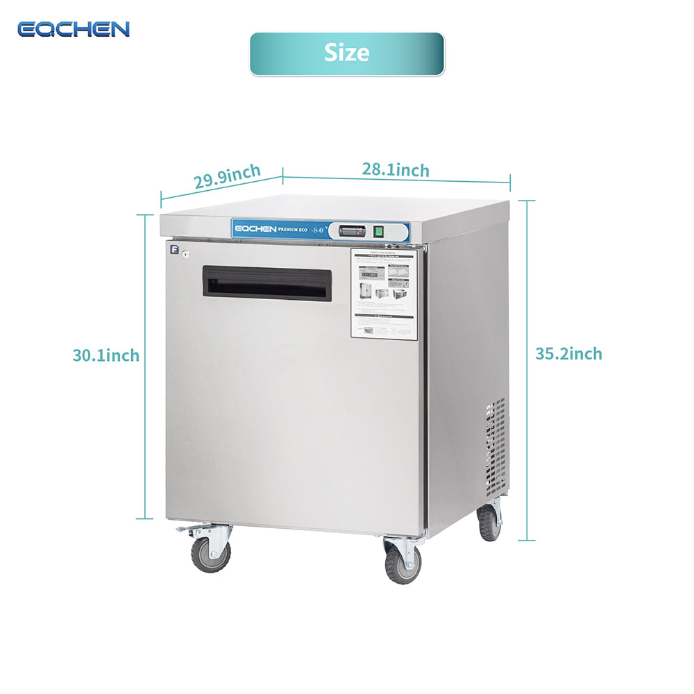 EQCHEN EQTF-27B 27" Commercial Undercounter Worktop Freezer, Stainless Steel
