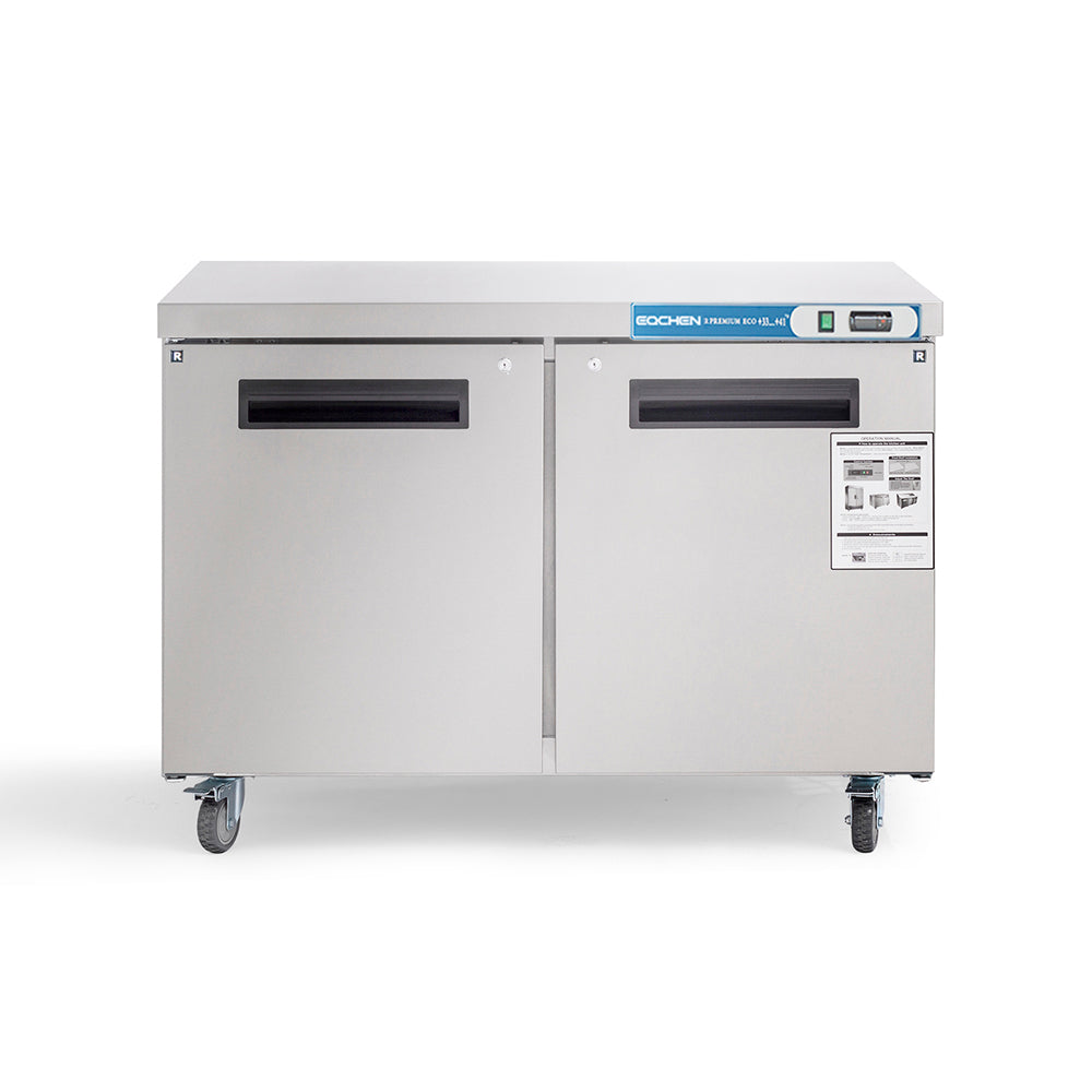 EQCHEN EQTR-48B 48" Commercial Undercounter Double Door Worktop Refrigerator, Stainless Steel