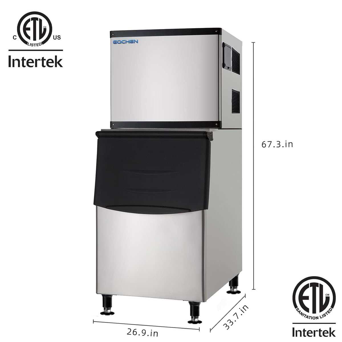 al Ice MaEQCHEN 500 lb Ice Maker Commercichine with 375 lb Ice Bin - 
