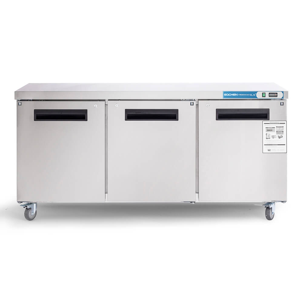 Commercial Undercounter Refrigerator, EQCHEN 72" Three Door Stainless Steel Lowboy Cooler Worktop Fridge 17.7 Cu.ft