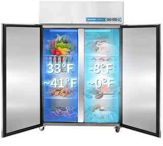 2 Door Commercial Refrigerator and Freezer Stainless Steel