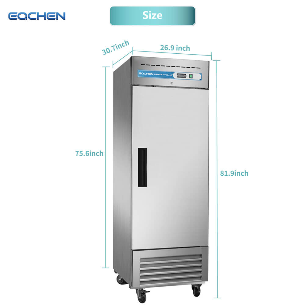 EQCHEN EQR-23B 27" Reach-In Commercial Single Door Refrigerator, Stainless Steel