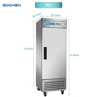 Commercial Reach in Fridge, 23 Cu.ft Stainless Steel Reach in Upright Fan Cooling Refrigerator Stainless Steel