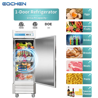 Commercial Reach in Fridge, 23 Cu.ft Stainless Steel Reach in Upright Fan Cooling Refrigerator Stainless Steel