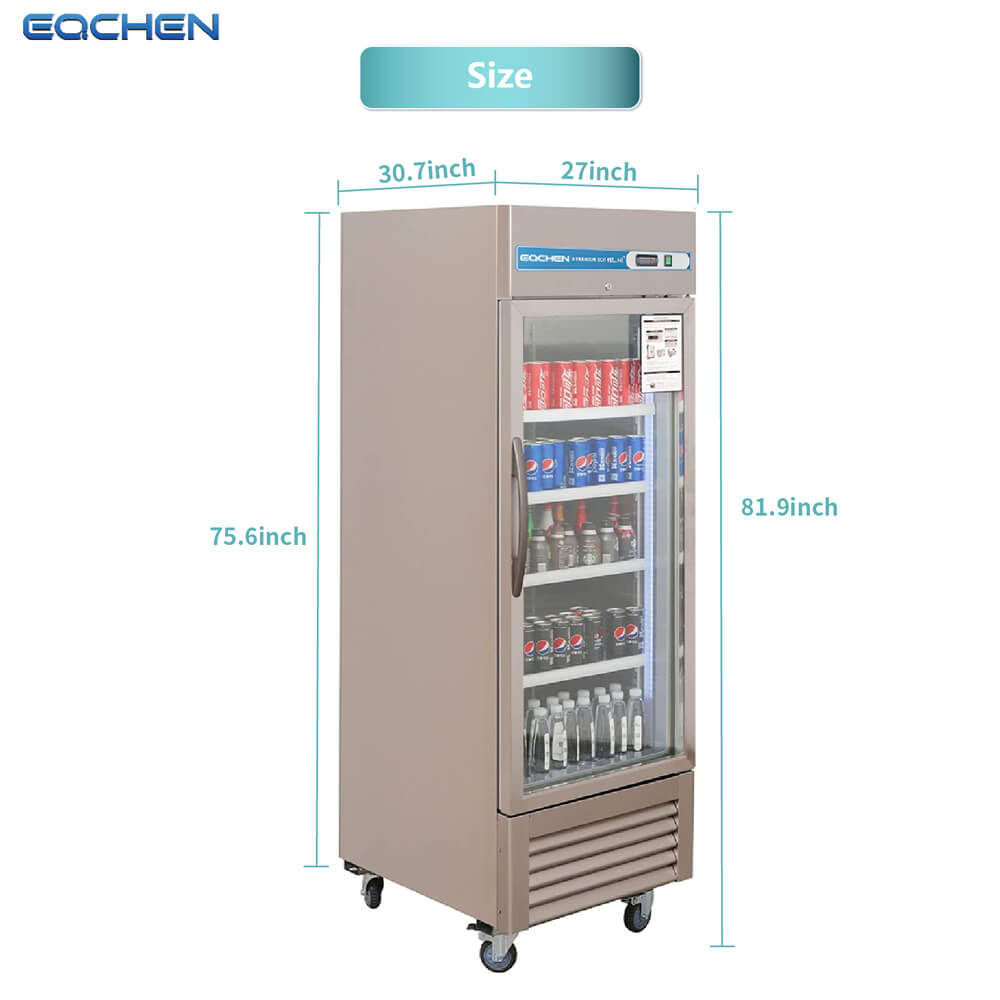 1 Door Commercial Display Refrigerator, EQCHEN 27 Inch Commercial Drinks Fridge - 