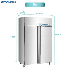 EQCHEN 48 Inch 2 Door Commercial Freezer Size