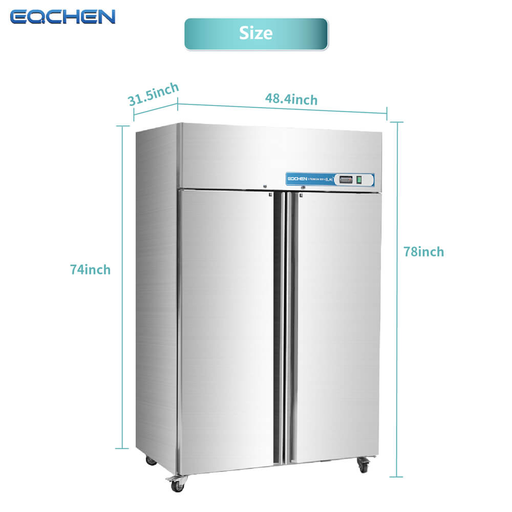EQCHEN EQ-48R 48" Reach-In Commercial Double Door Refrigerator, Stainless Steel