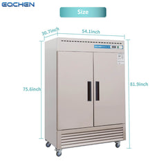 EQCHEN 54 Inch 2 Door Commercial Freezer Size