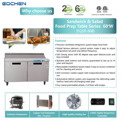 Why Choose EQCHEN 60 Inch Sandwich Prep Table Refrigerator