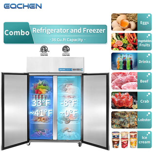 2 Door Commercial Refrigerator and Freezer Stainless Steel