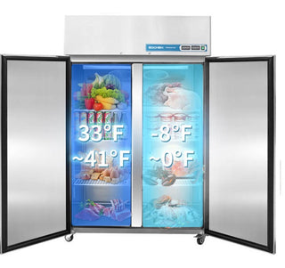 EQCHEN 48 Inch 2 door Commercial Refrigerator Freezer Combo Stainless Steel