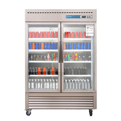 2 Door Commercial Display Refrigerator, EQCHEN 54 Inch Commercial Drinks Fridge