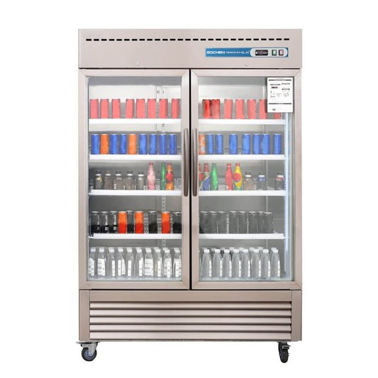 2 Door Commercial Display Refrigerator, EQCHEN 54 Inch Commercial Drinks Fridge
