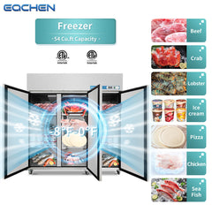 EQCHEN 72 Inch 3 Door Commercial Reach In Freezer