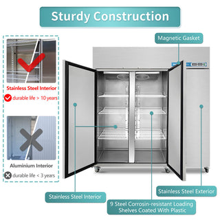 EQCHEN 72 Inch 3 door Commercial Refrigerator Freezer Combo