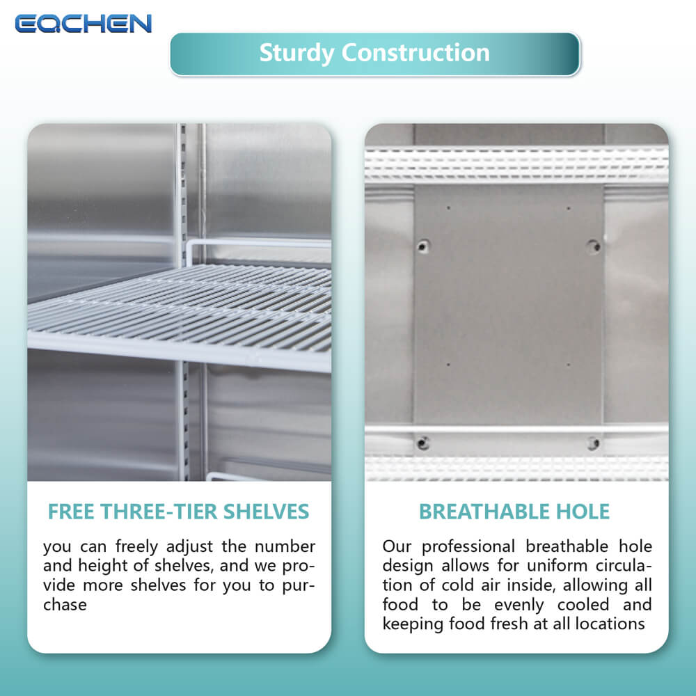 EQCHEN EQ-72RF 72" Reach-In Commercial Refrigerator and Freezer Combo, Stainless Steel