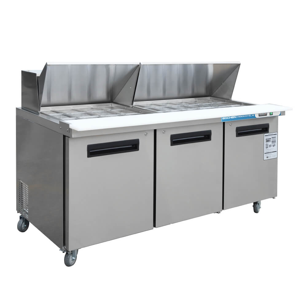 EQCHEN 72 Inch Mega Top Sandwich Prep Table Refrigerator