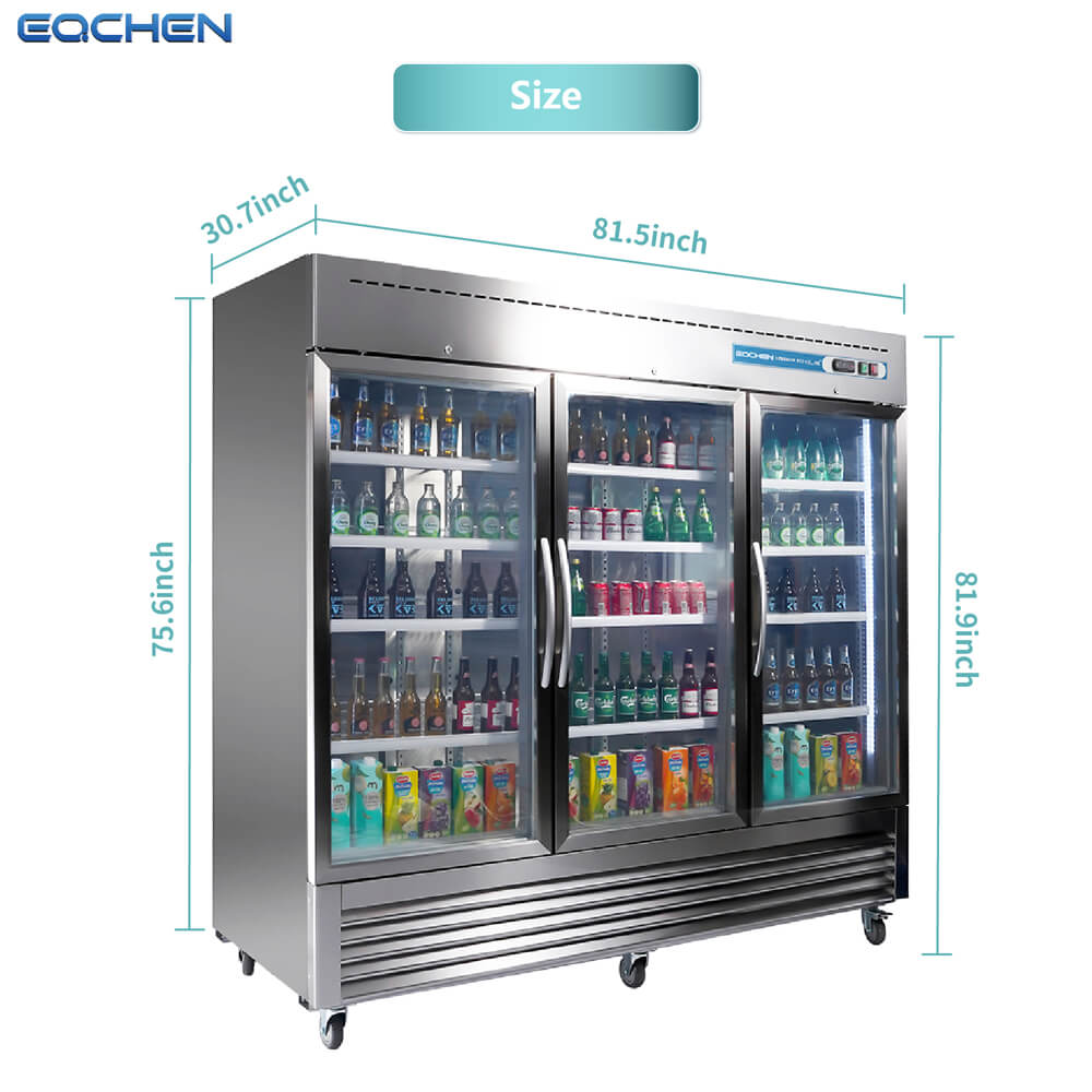 EQCHEN 82 Inch 1 Glass Door Commercial Refrigerator