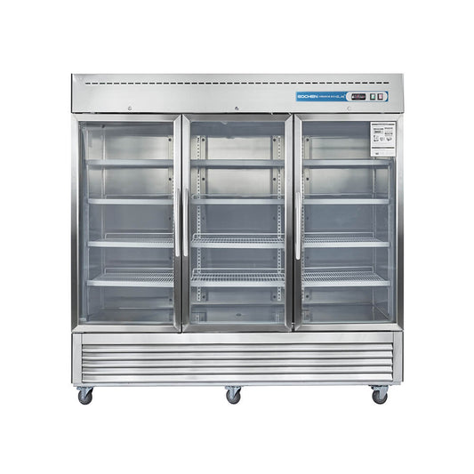 3 Door Commercial Display Refrigerator, EQCHEN 82 Inch Commercial Drinks Fridge
