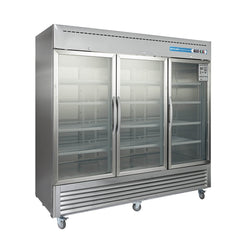 3 Door Commercial Beverage Refrigerator, EQCHEN 82 Inch Commercial Glass Door Refrigerator