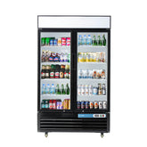 EQCHEN 48 Inch 2 Black Glass Door Commercial Refrigerator