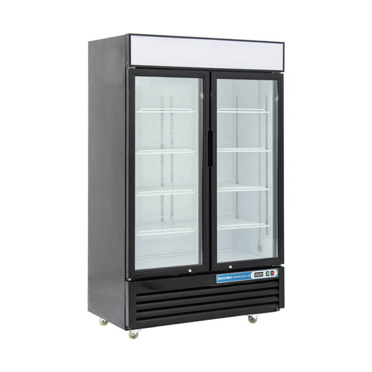 2 Door Commercial Beverage Refrigerator, EQCHEN 48 Inch Commercial Glass Door Refrigerator