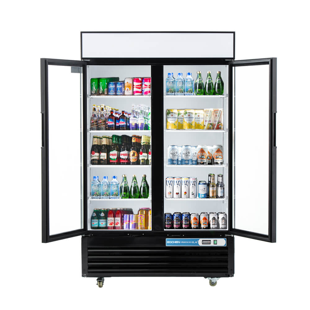 EQCHEN 48 Inch 2 Black Glass Door Commercial Refrigerator - 