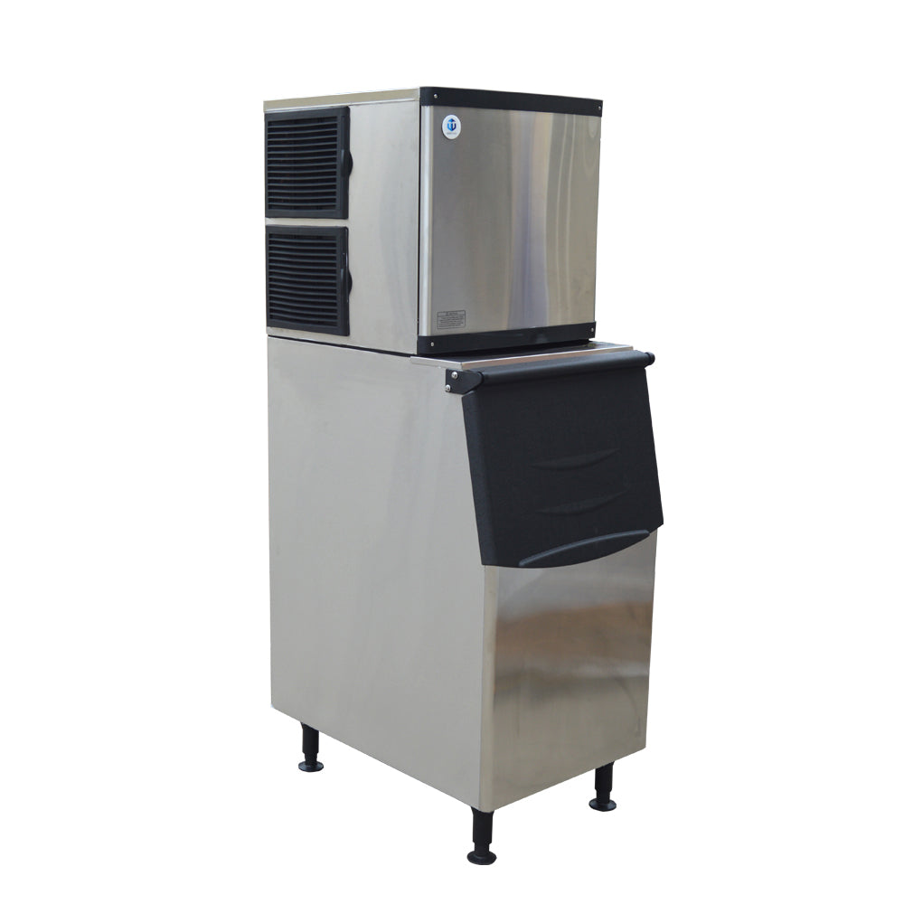 EQCHEN 350 lb Ice Maker Commercial Ice Machine with 230 lb Ice Bin