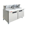 EQCHEN 60" W 2 Door Refrigerator Sandwich & Salad Prep Table Commercial Mega Top Refrigerator